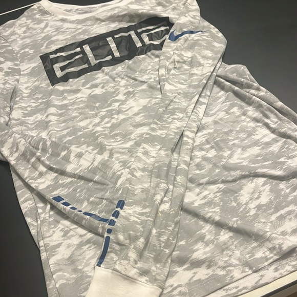 Nike elite men's long sleeve tee size med- white /gray - Picture 3 of 5